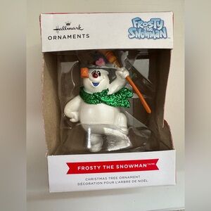 Frosty the Snowman Broom Hallmark Christmas Ornament In Green Sparkly Scarf